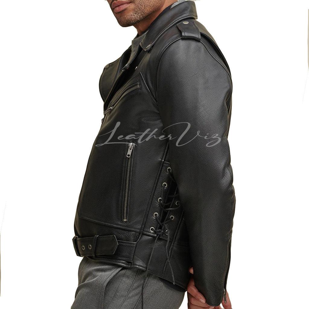 Black mens 100%genuine  Leather Jacket