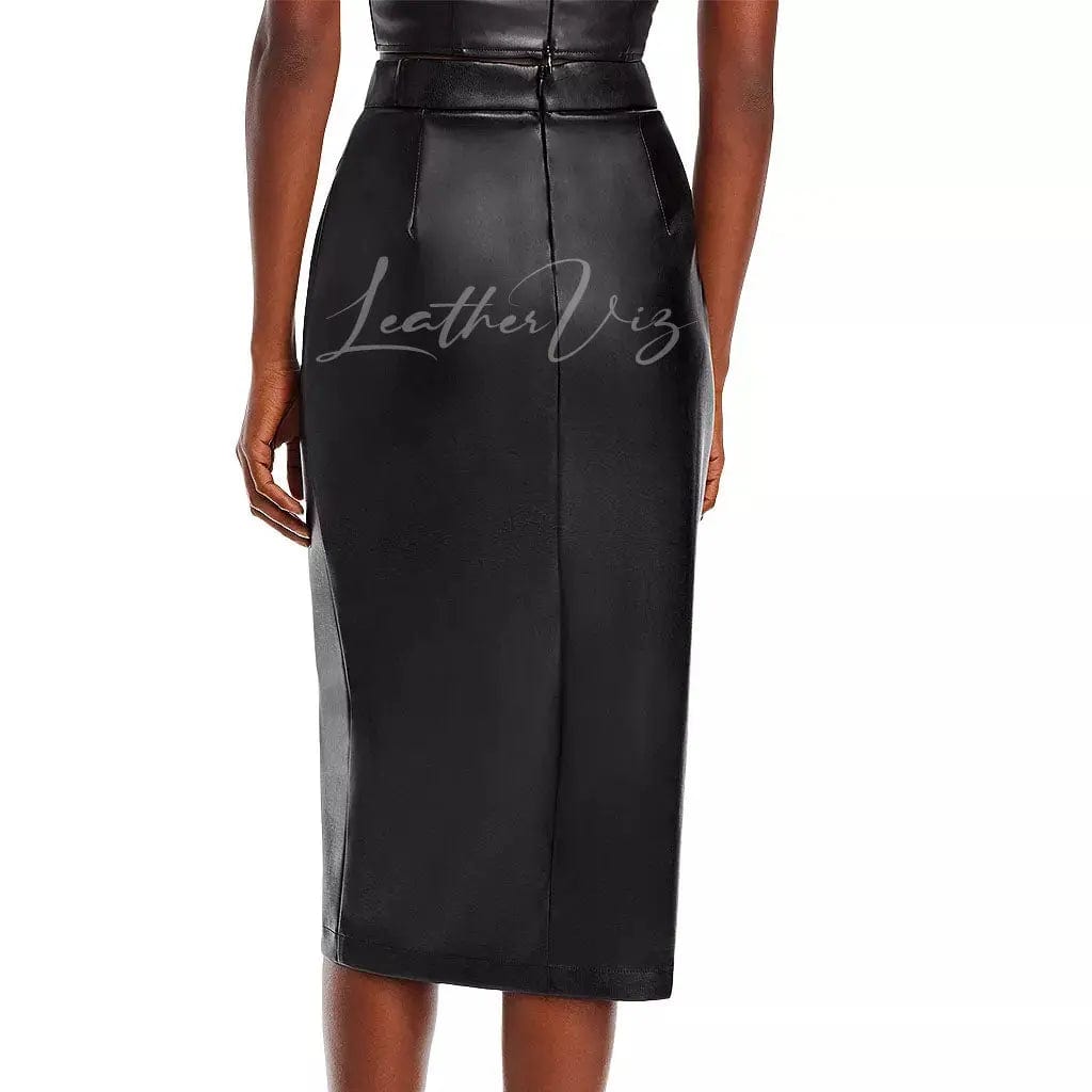 WRAP STYLE WOMEN PENCIL LEATHER SKIRT - Image #2