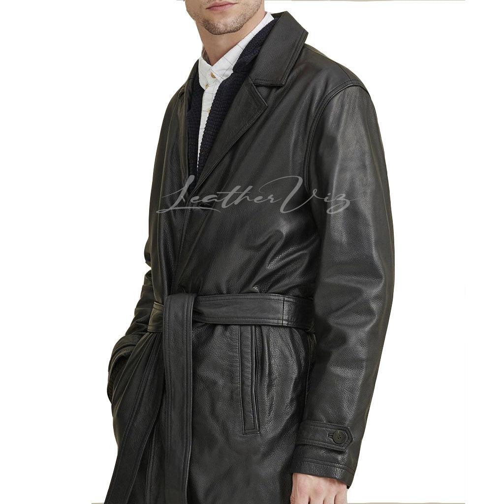   MENs LEATHER TRENCH COAT  