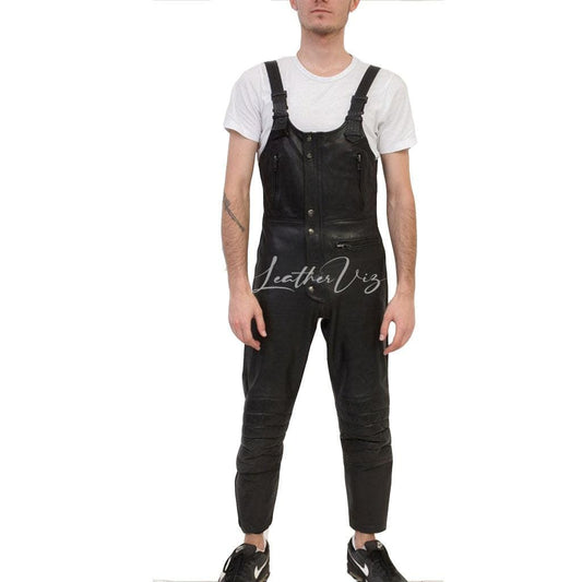 men leather dungaree