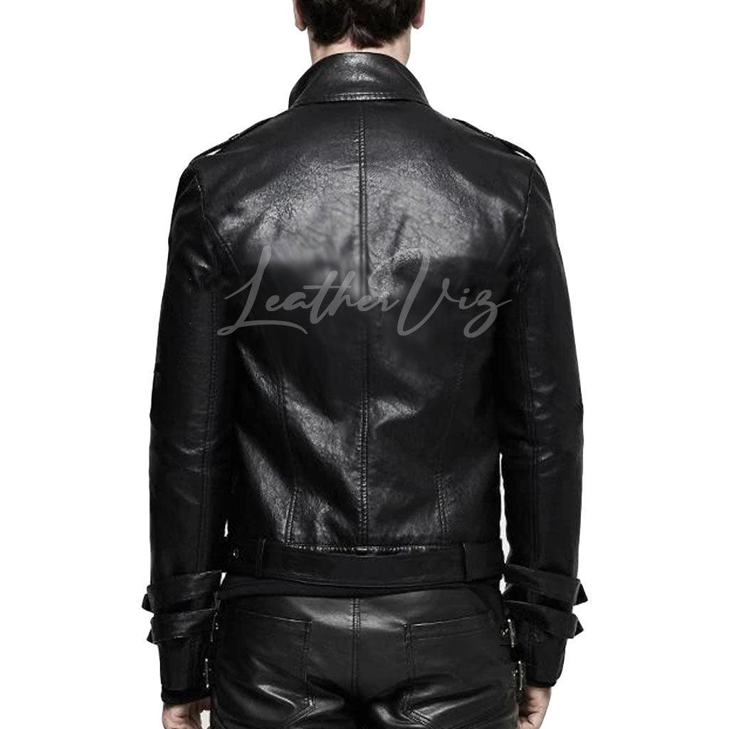 Halloween Special Gothic Leather Biker Jacket For Men