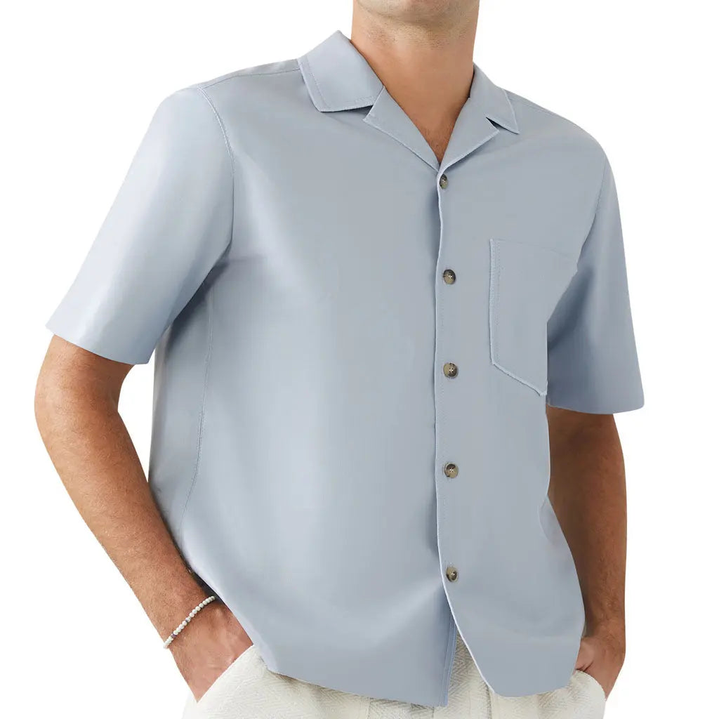 Summer Light Blue Leather Shirt - Image #1