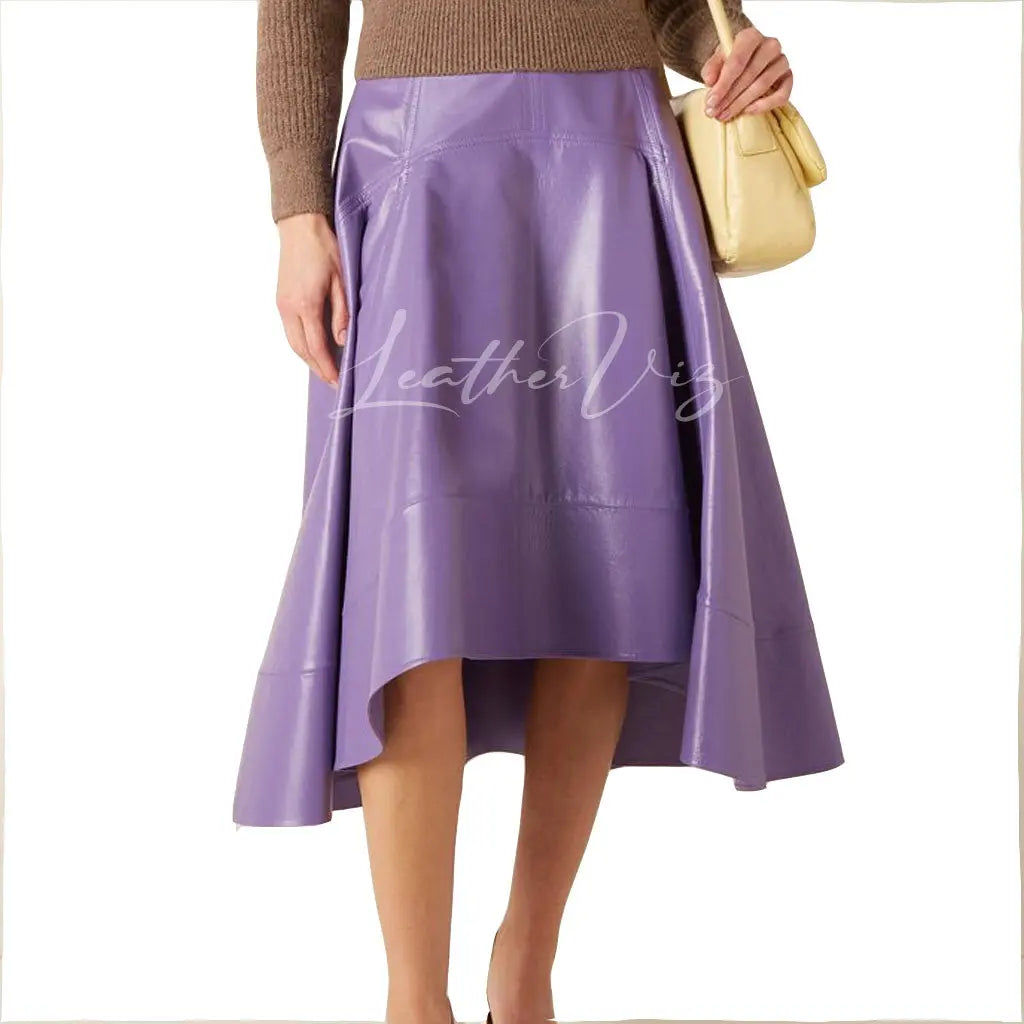 HIGH LOW STYLE WOMEN LEATHER SKIRTS - Image #2