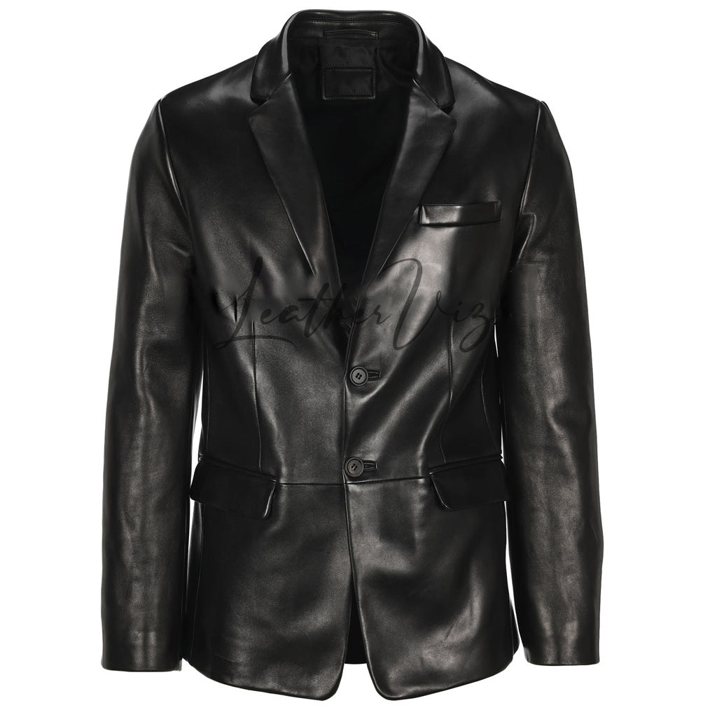BLACK LEATHER CORPORATE STYLE LEATHER BLAZERS
