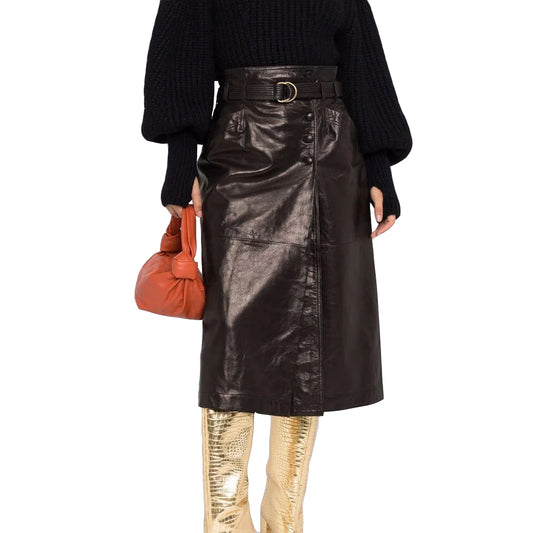 Wrap leather Skirt for women