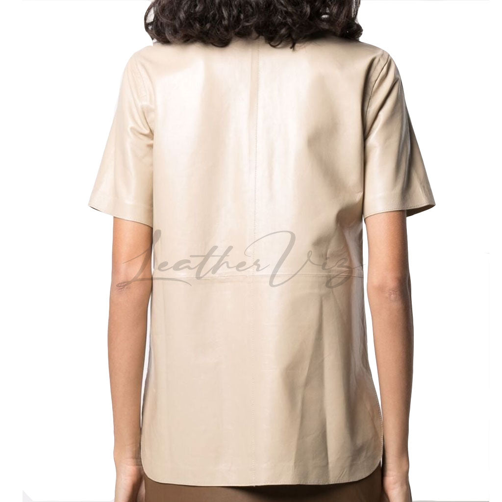 CLASSIC COLLAR WOMEN LEATHER SHIRT