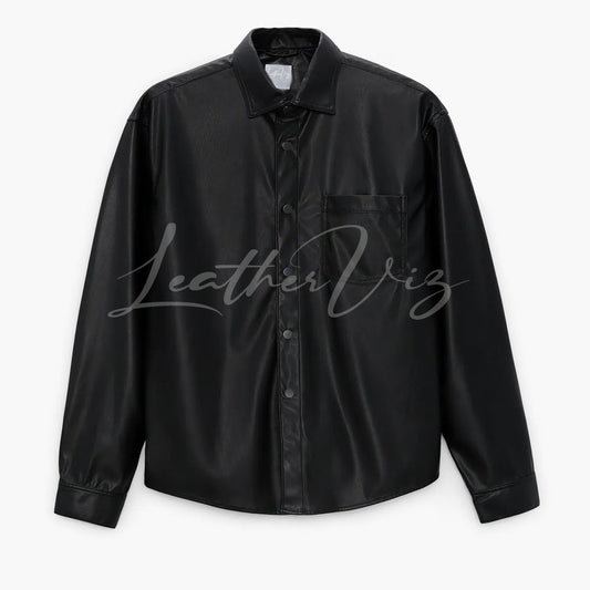 CLASSIC STYLE LEATHER OVERSHIRT FOR MEN