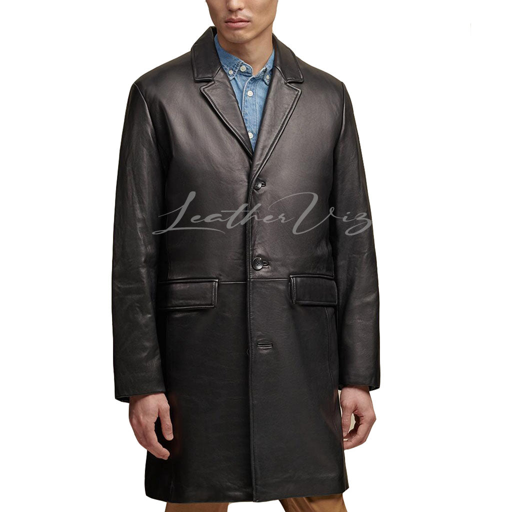 CLASSIC STYLE MEN LEATHER COAT