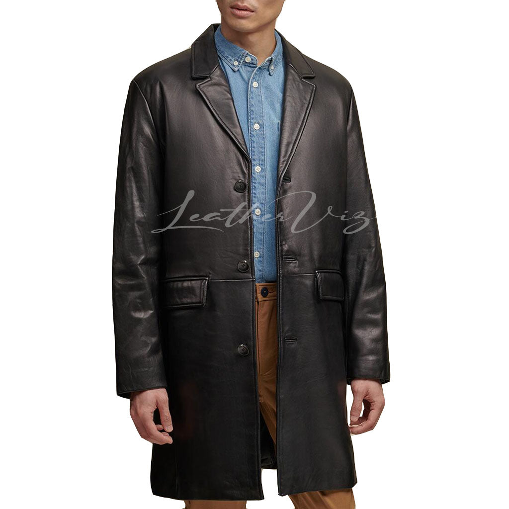 CLASSIC STYLE MEN LEATHER COAT