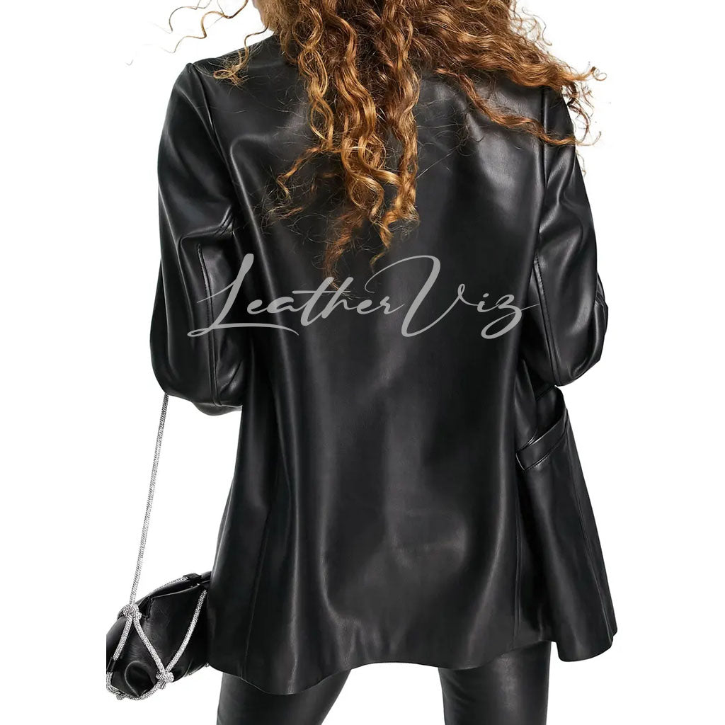 CORPORATE STYLE DOUBLE BREASTED WOMEN LEATHER BLAZER