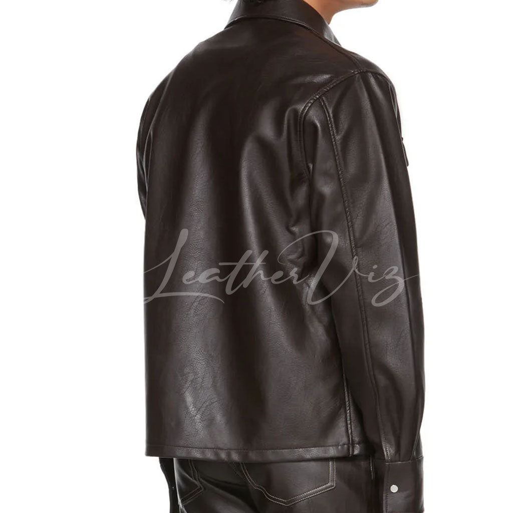 CORPORATE STYLE LEATHER SHIRT FOR MEN