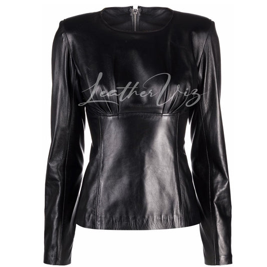 CORPORATE STYLE LONG-SLEEVE WOMEN LEATHER TOP