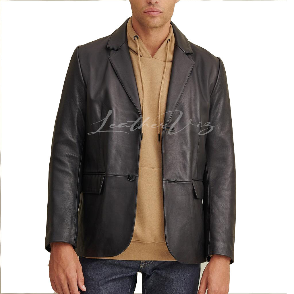 CORPORATE STYLE MEN LEATHER BLAZER