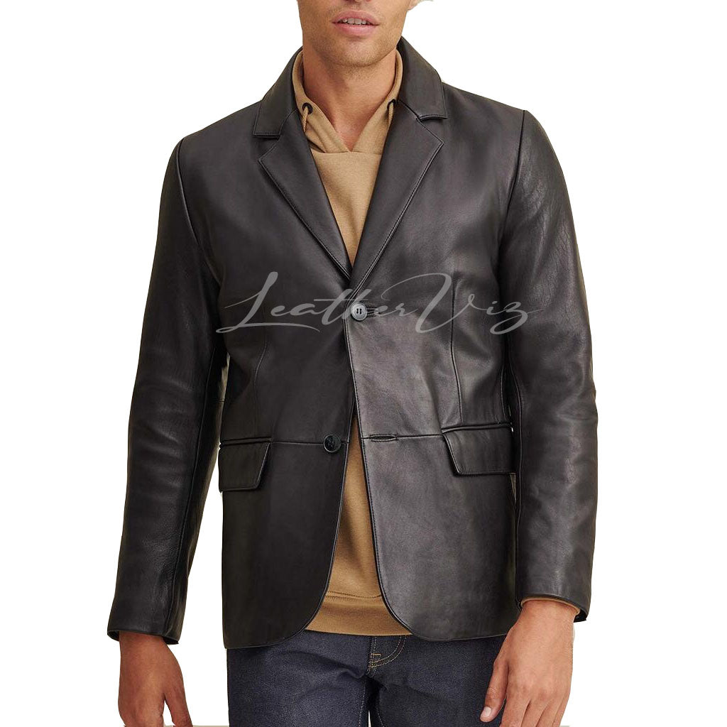 CORPORATE STYLE MEN LEATHER BLAZER