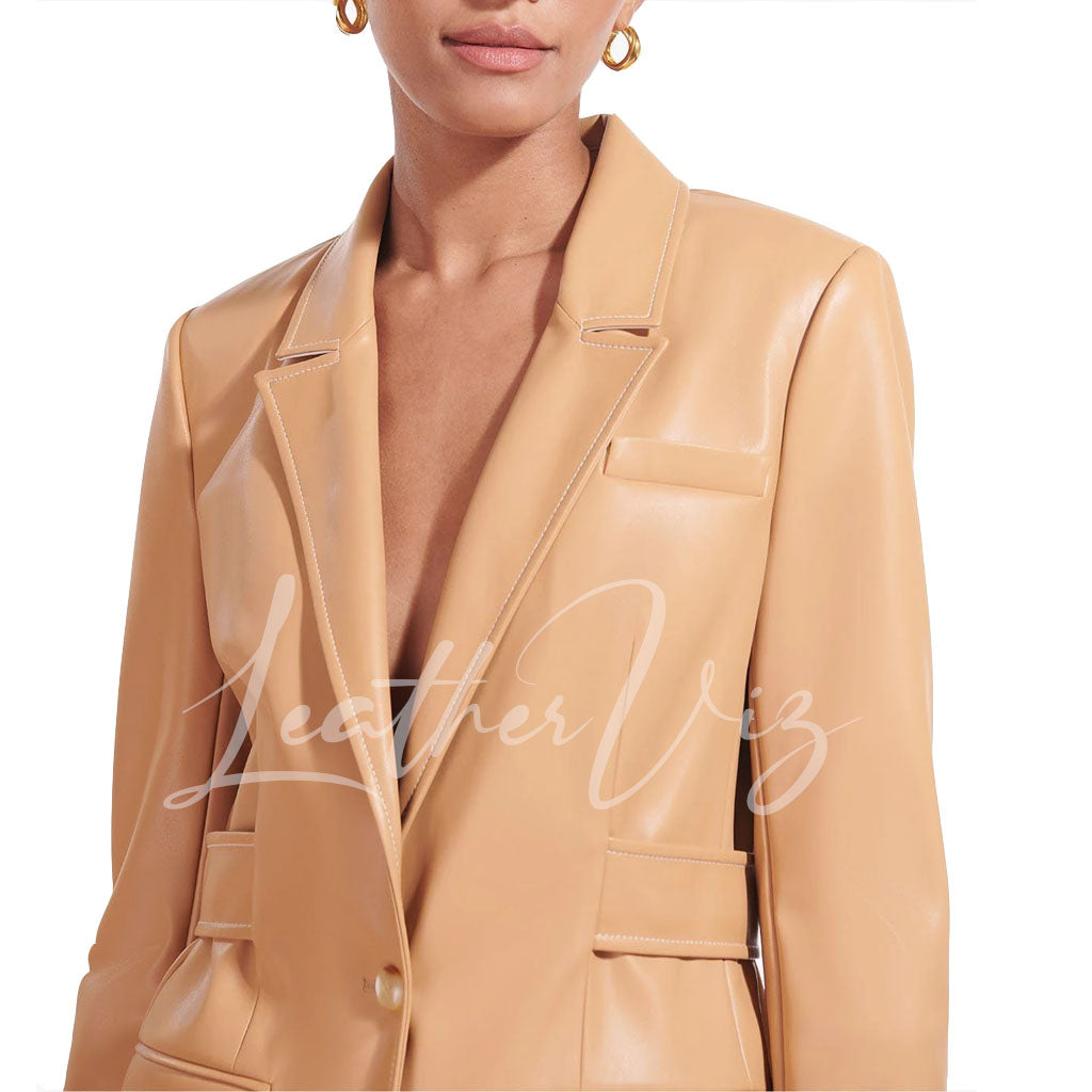 CORPORATE STYLE TAILOR MADE WOMEN LEATHER BLAZER