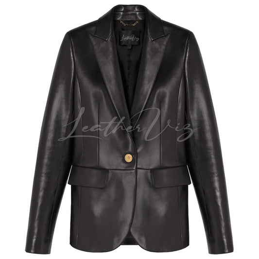 CORPORATE STYLE WOMEN SINGLE-BREASTED LEATHER BLAZER