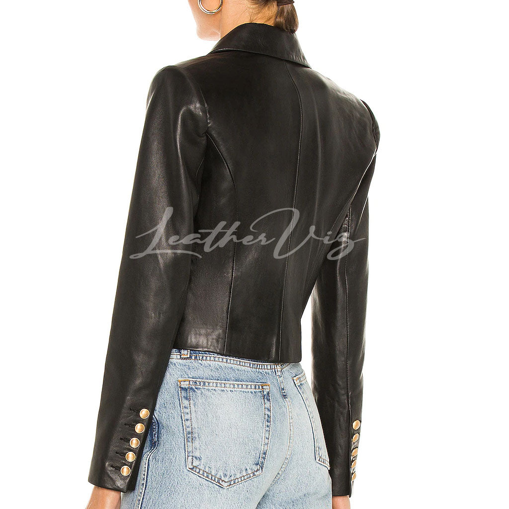 CROPPED STYLE WOMEN LEATHER BLAZERS