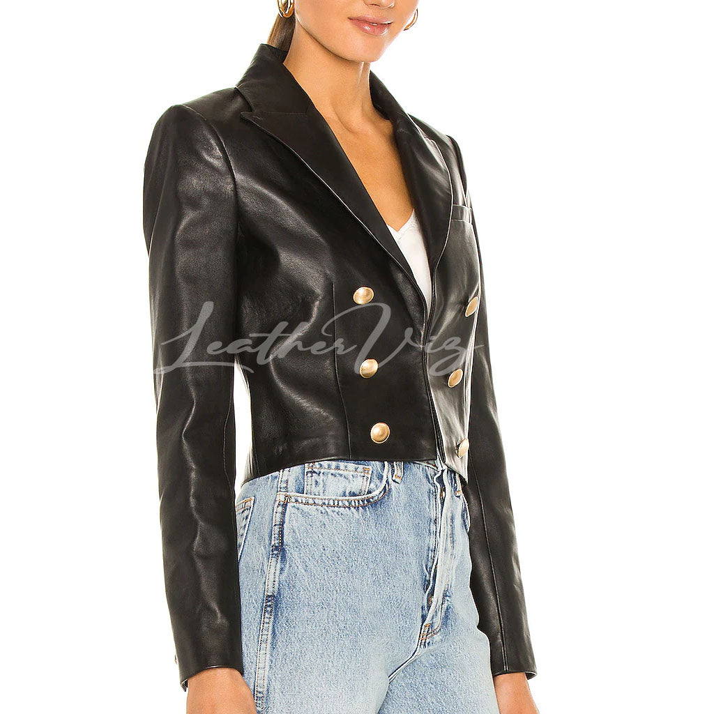 CROPPED STYLE WOMEN LEATHER BLAZERS