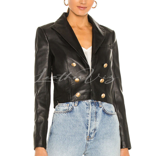 CROPPED STYLE WOMEN LEATHER BLAZERS