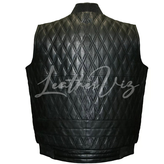 DIAMOND QUILTED LAMBSKIN LEATHER VEST FOR MEN