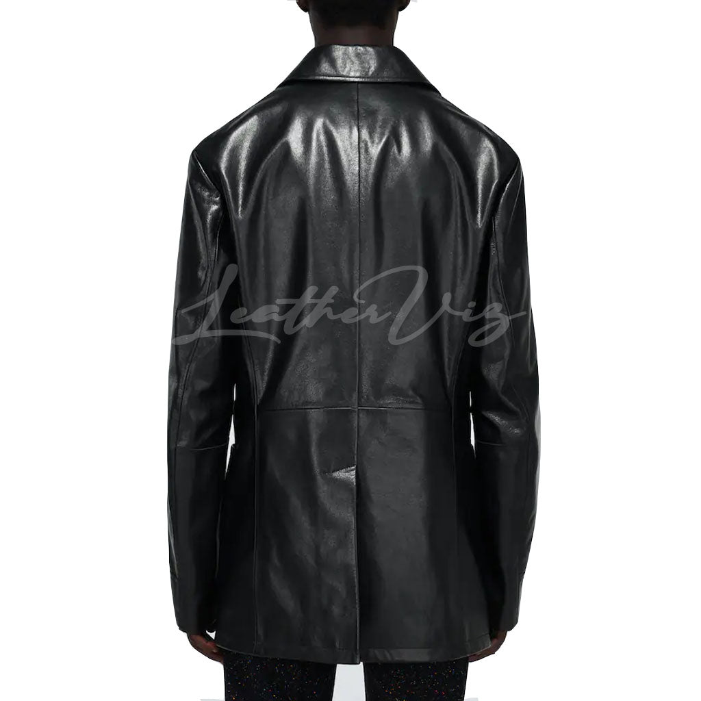 DOUBLE-BREASTED MEN LEATHER COAT