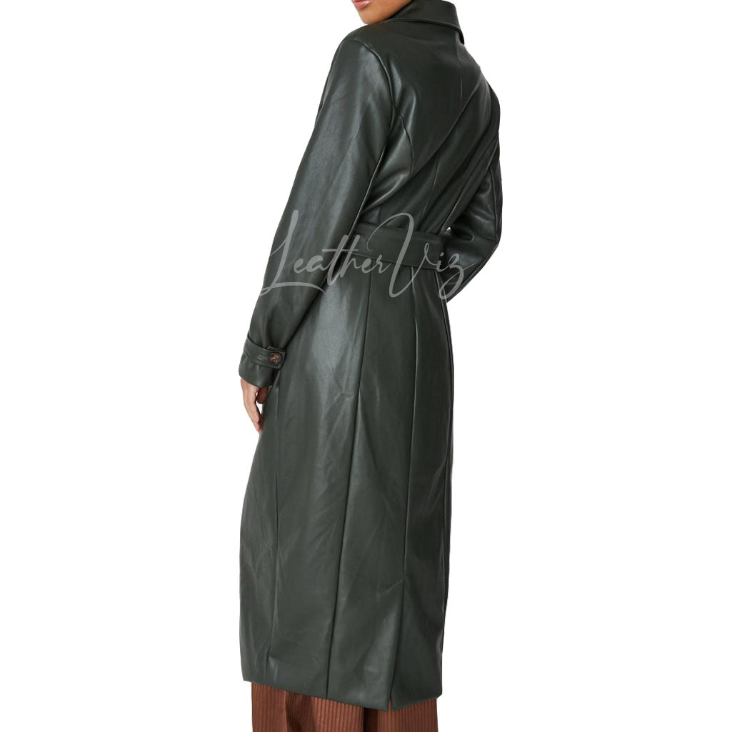 DOUBLE BREASTED WOMEN LEATHER TRENCH COAT