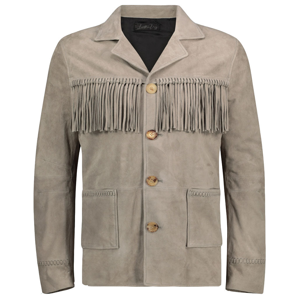 FRINGED STYLE SUEDE LEATHER SHIRT FOR MEN