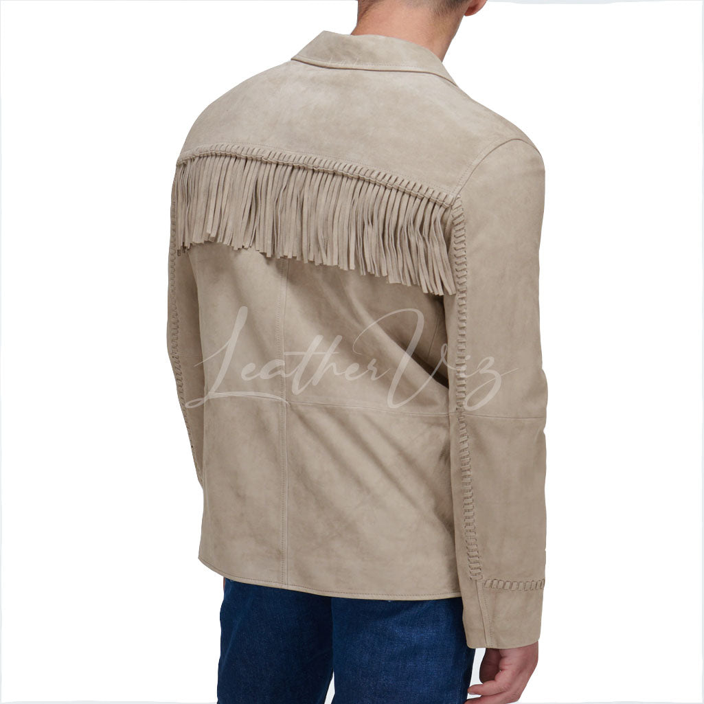 FRINGED STYLE SUEDE LEATHER SHIRT FOR MEN