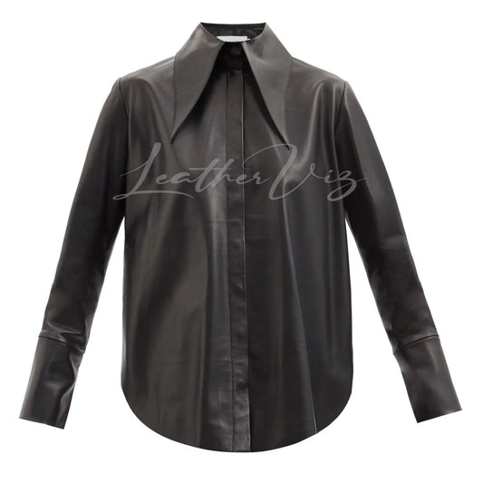 HALLOWEEN SPECIAL EXAGGERATED-COLLAR LEATHER SHIRT