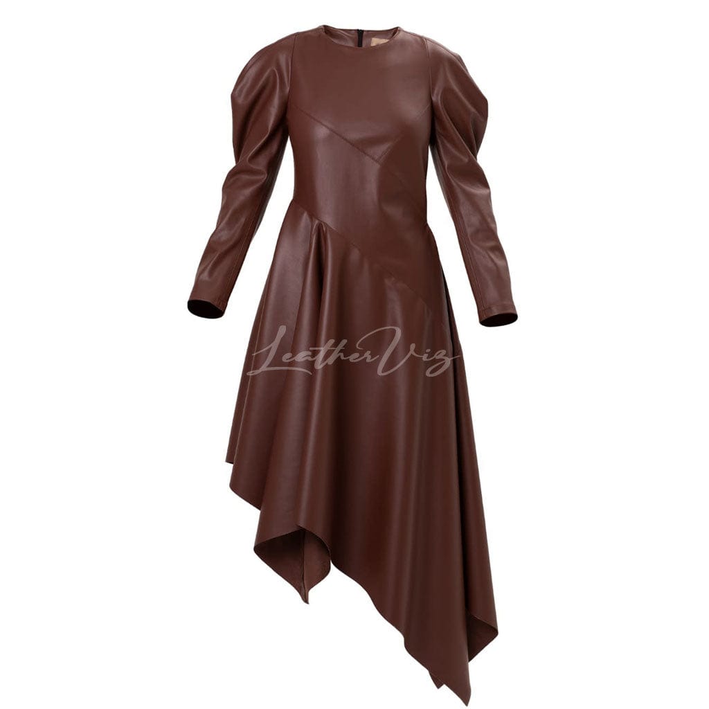 HIGH -LOW HALLOWEEN STYLE LEATHER DRESS FOR WOMEN