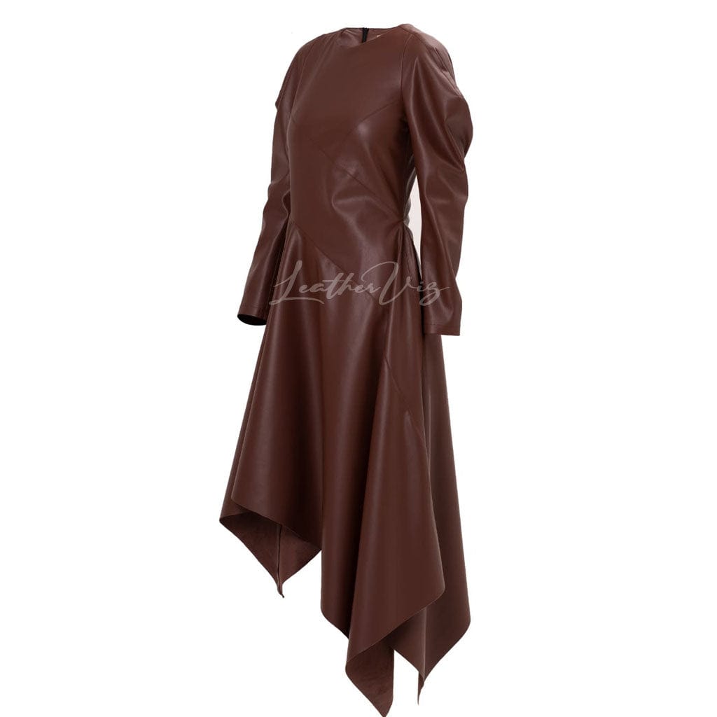 HIGH -LOW HALLOWEEN STYLE LEATHER DRESS FOR WOMEN