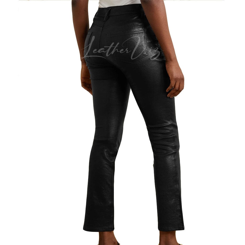 HIGH-RISE SLIM FIT LEATHER PANTS FOR WOMEN