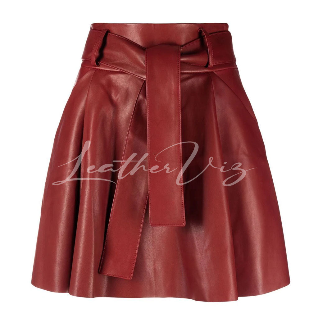 HIGH WAISTED SELFTIE WOMEN MINI LEATHER SKIRT