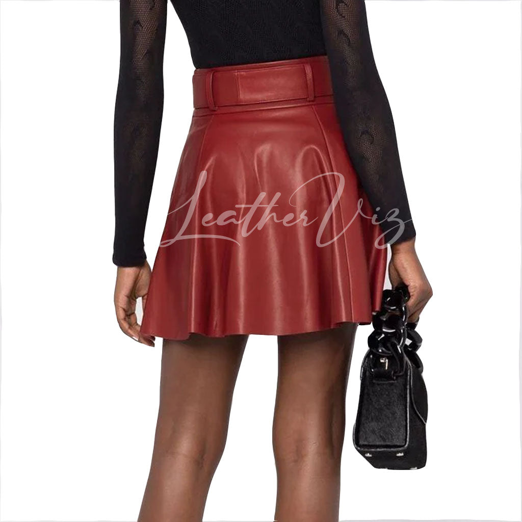 HIGH WAISTED SELFTIE WOMEN MINI LEATHER SKIRT