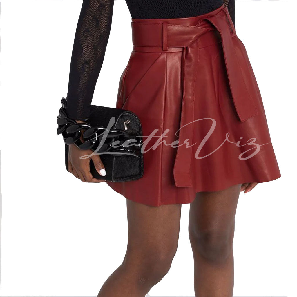 HIGH WAISTED SELFTIE WOMEN MINI LEATHER SKIRT