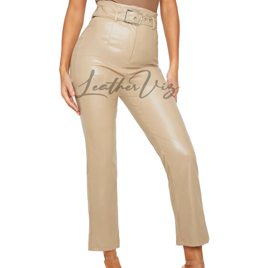 HIGH WAIST WOMEN LEATHER TROUSERS