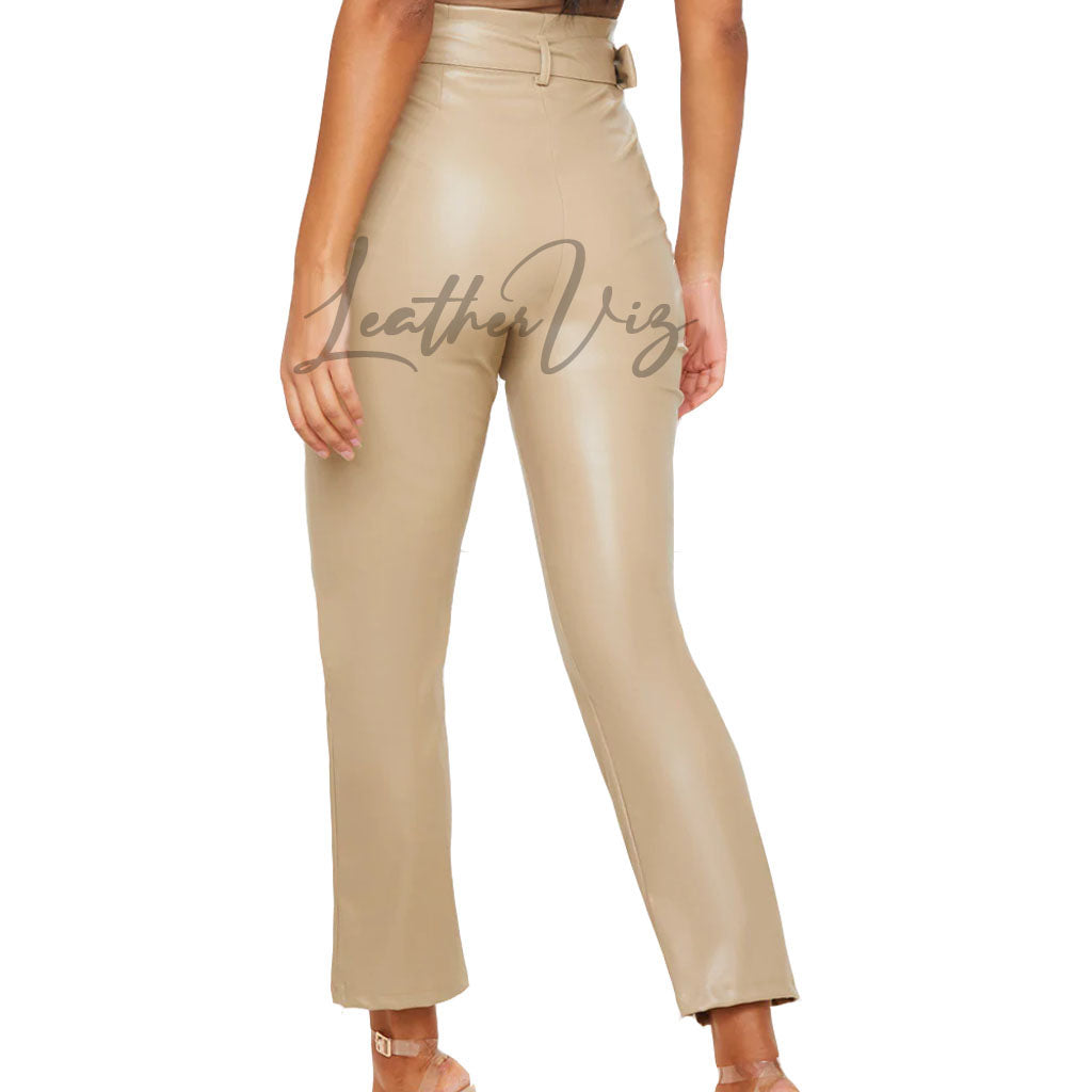 HIGH WAIST WOMEN LEATHER TROUSERS