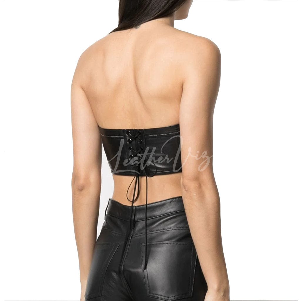 HOT STYLE CROPPED LEATHER TOP FOR WOMEN