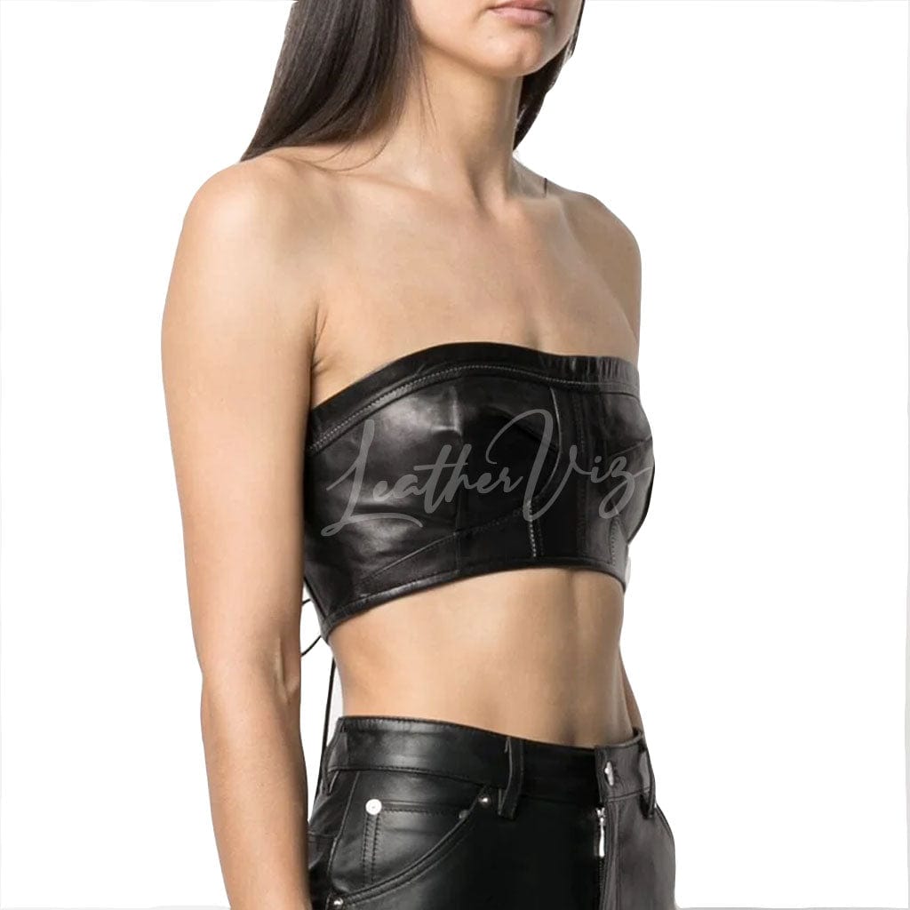 HOT STYLE CROPPED LEATHER TOP FOR WOMEN