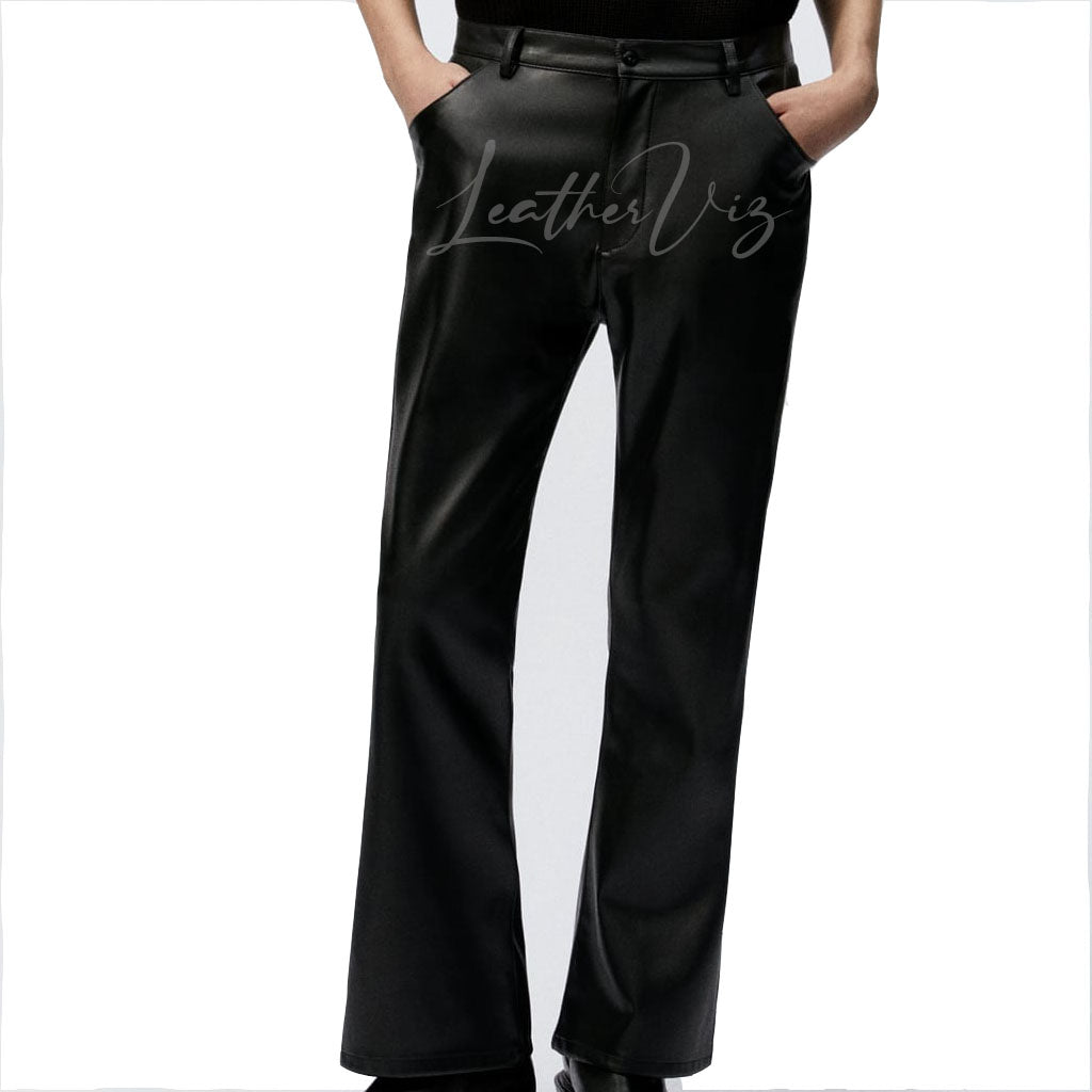 MEN BLACK LEATHER TROUSERS