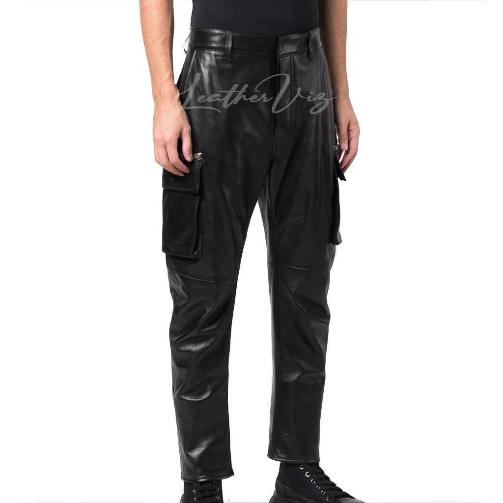 MEN LEATHER CARGO PANT