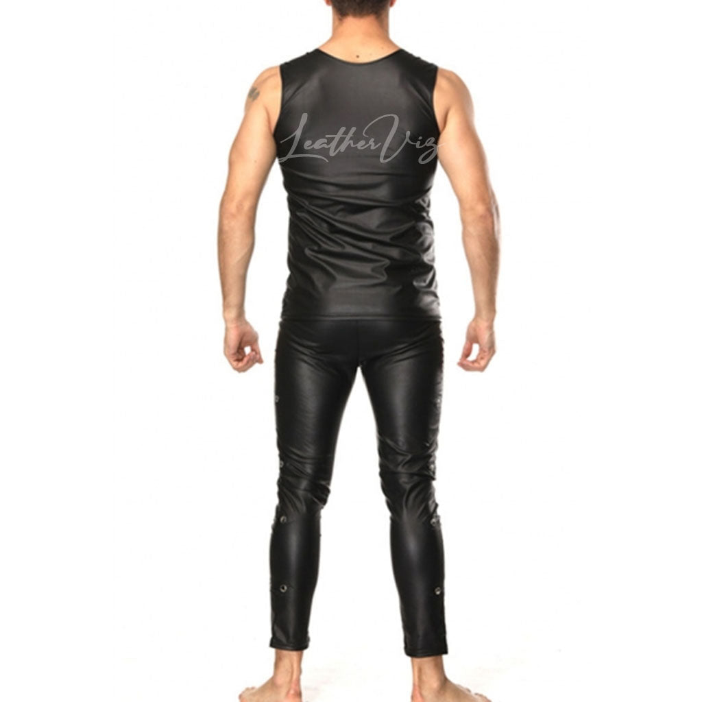 men leather jumpsuit