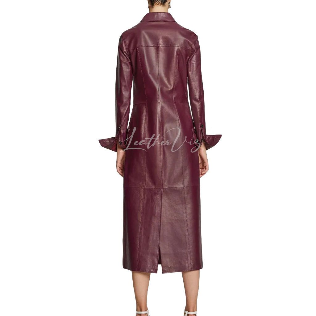 MIDI LENGTH LEATHER SHIRT DRESS