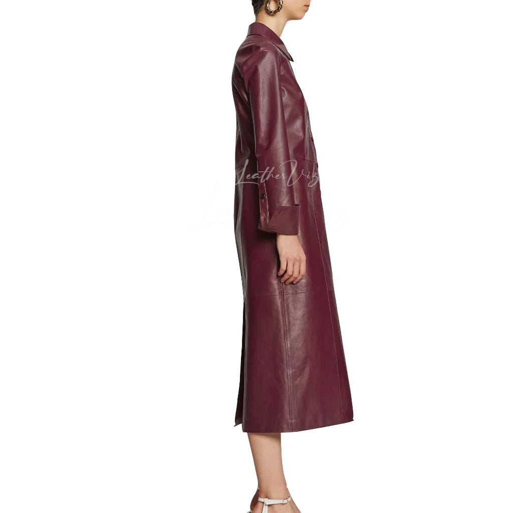 MIDI LENGTH LEATHER SHIRT DRESS