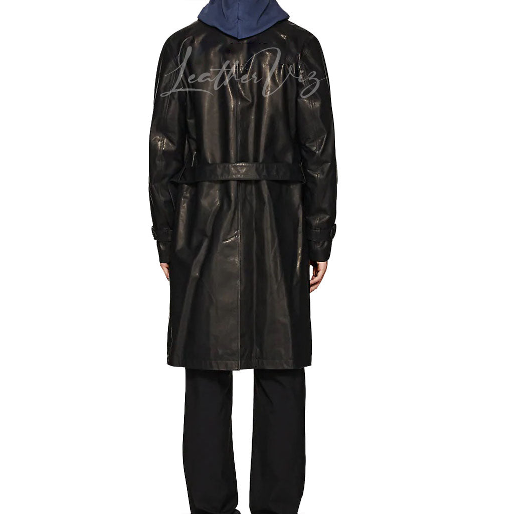 Men Leather Trench Coat