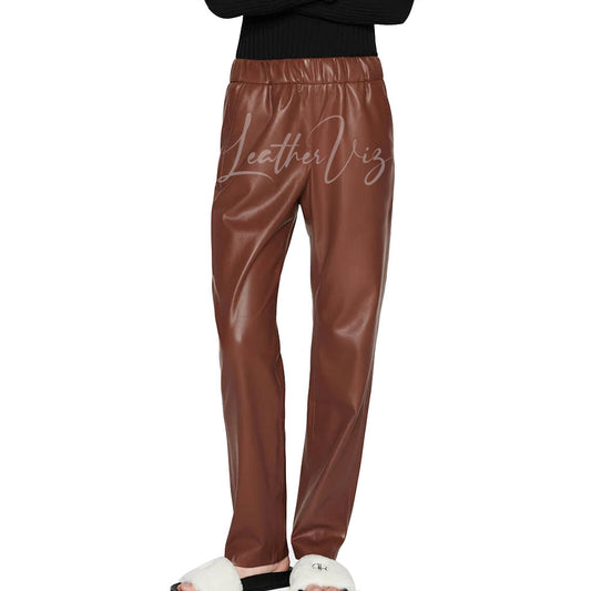 PULL ON STYLE WOMEN LEATHER PANTS