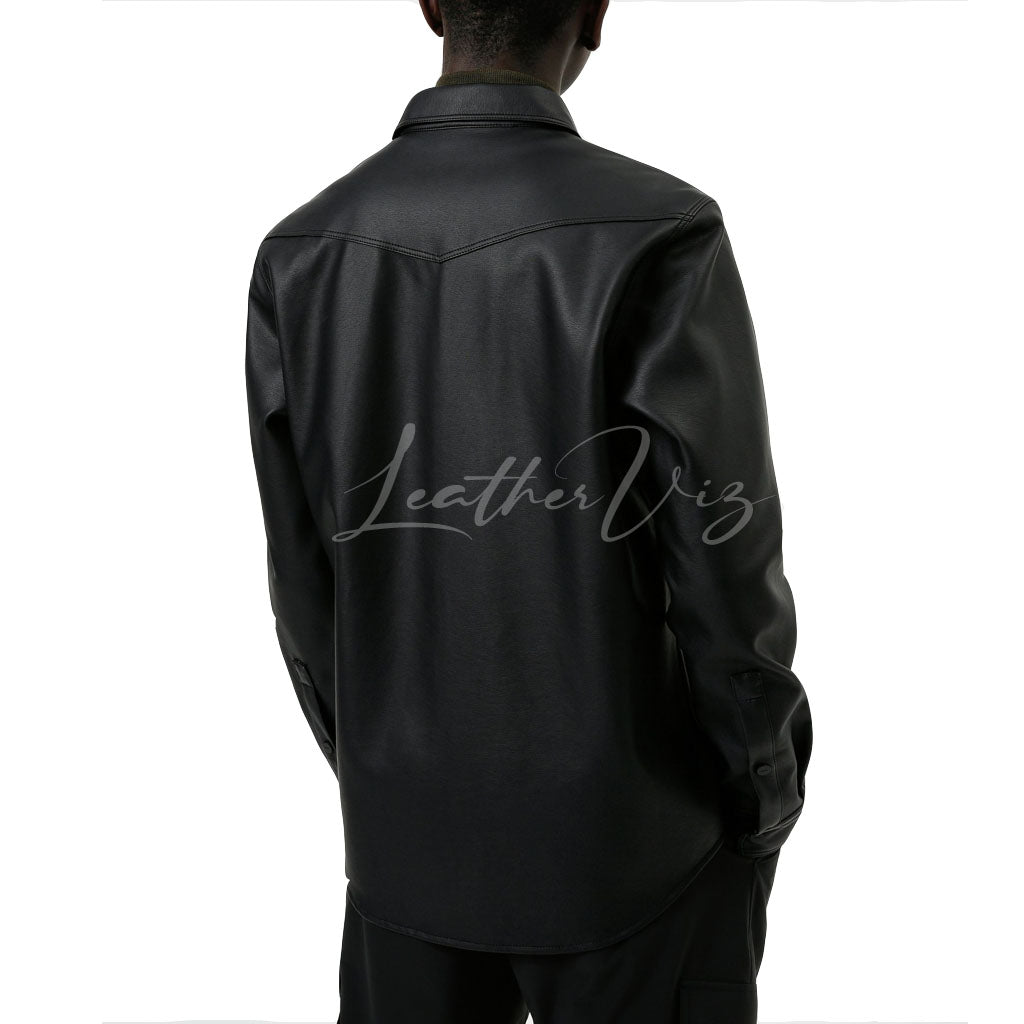 RELAXED-FIT MEN LEATHER SHIRT