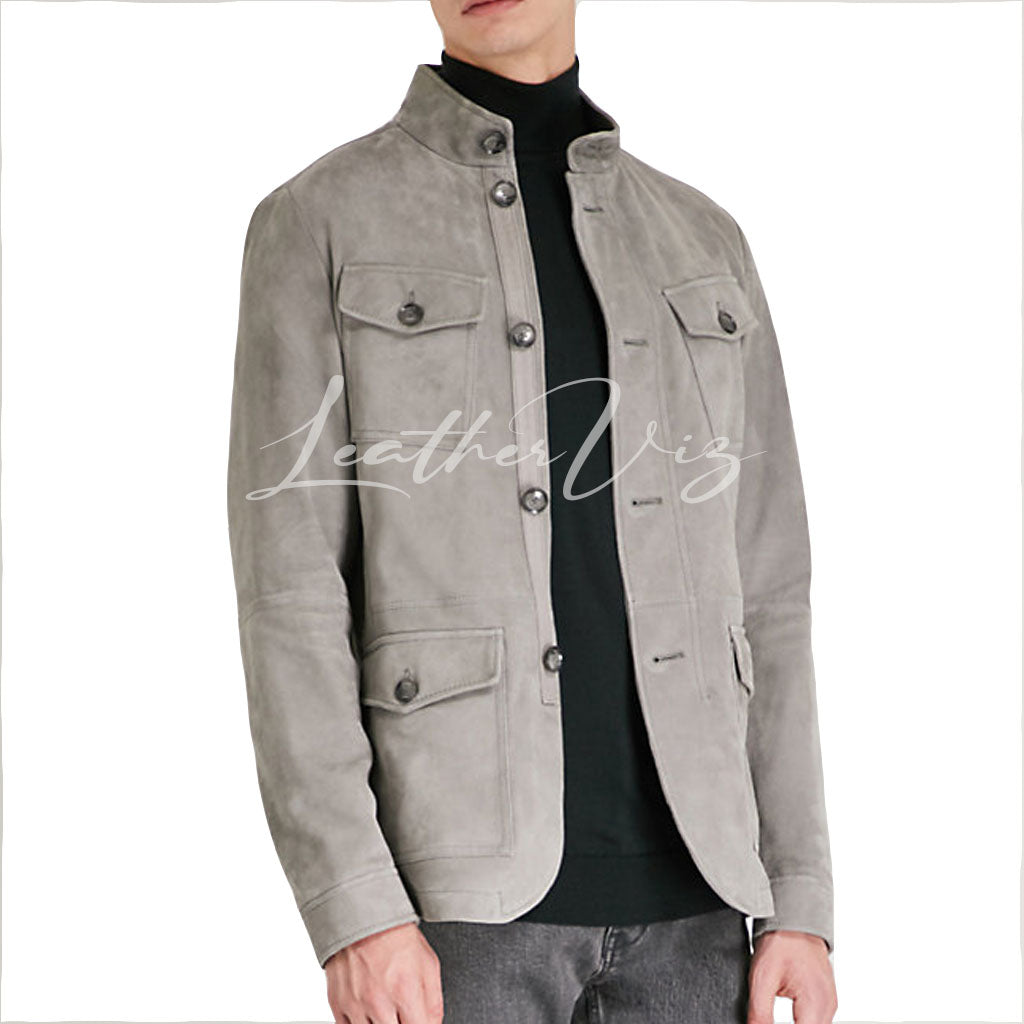 SHIRT STYLE MEN SUEDE LEATHER JACKET