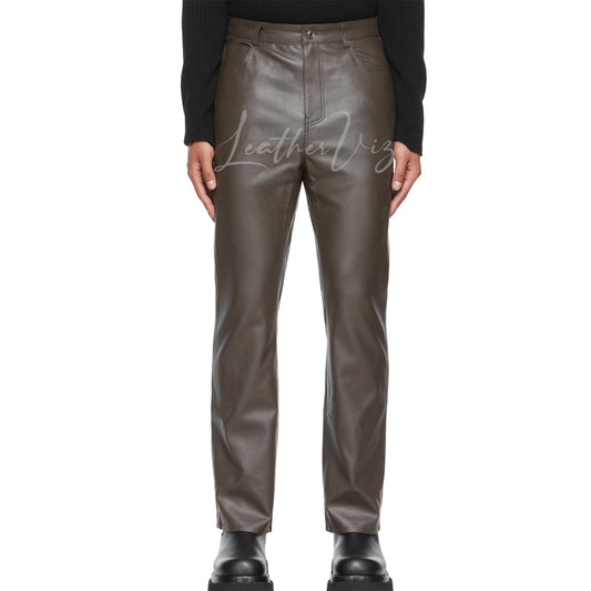 SLIM FIT MEN LEATHER TROUSERS