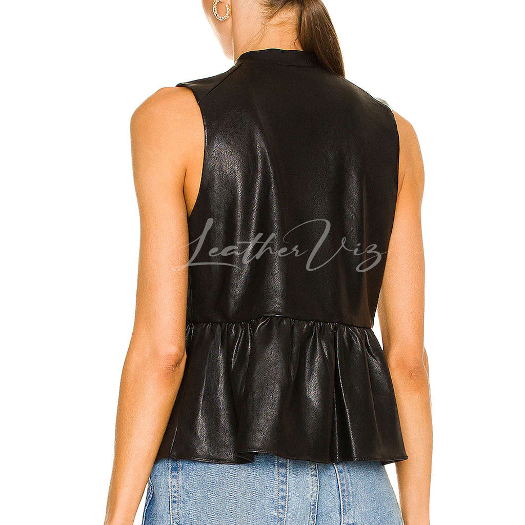 SPLIT NECKLINE WOMEN BLACK PUPLEM TOP